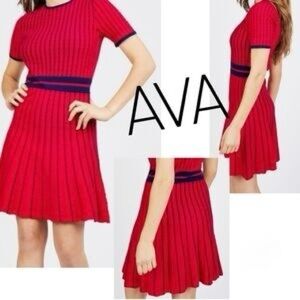AVA Red Ribbed Mini Dress